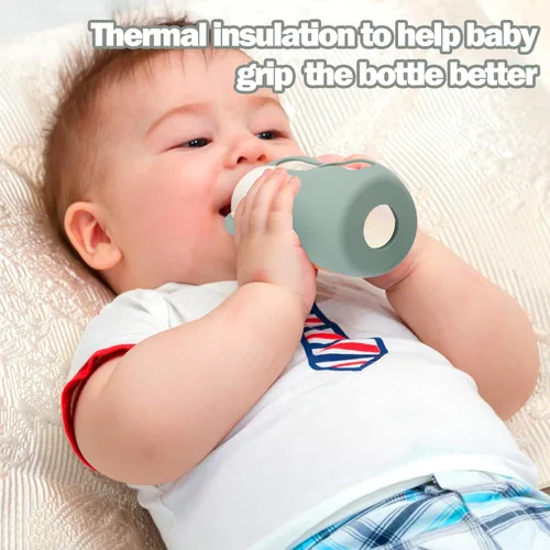 Vista 5 de BUSOHA Paquete de 3 fundas de silicona para biberones de bebé Avent - Porta biberones de bebé resistente a roturas con asa para biberones de vidrio
