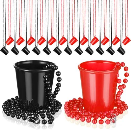Vista 8 de Dandat 24 piezas de chupito en collar de cuentas, accesorios de graduación, mini vasos de plástico desechables para fiesta de graduación, accesorios