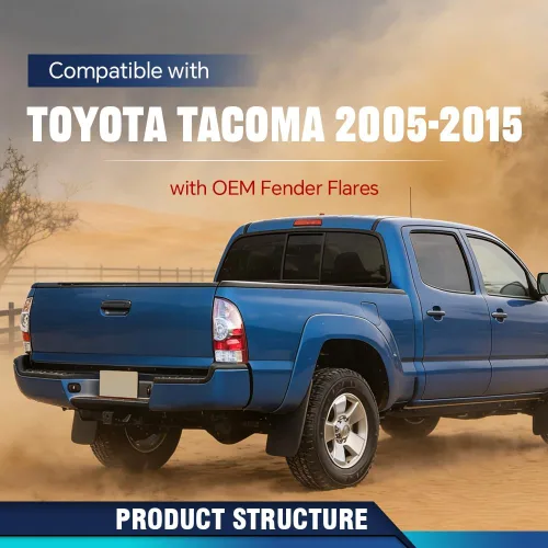 Vista 2 de PIT66 Guardabarros para guardabarros, compatible con Toyota Tacoma 2005-2015 con guardabarros OEM, kit de guardabarros resistente contra