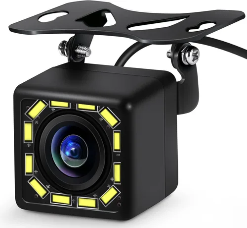 Cámara de visión trasera para automóvil, cámara de marcha atrás HD 170° gran angular 12 LED visión nocturna, para RV, camiones, remolque, SUV