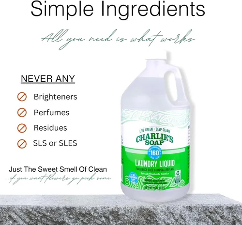 Vista 7 de Charlie's Soap Detergente líquido para ropa sin fragancia, 160 cargas (128 onzas, 1 paquete)