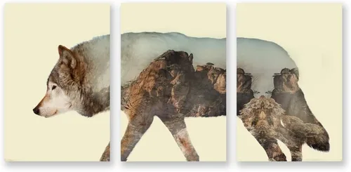 Vista 11 de wall26 3 Panel Canvas Wall Art Animal with Mountain Pictures Home Wall Decorations for Bedroom Living Room Paintings Canvas Prints Framed - 16"x24