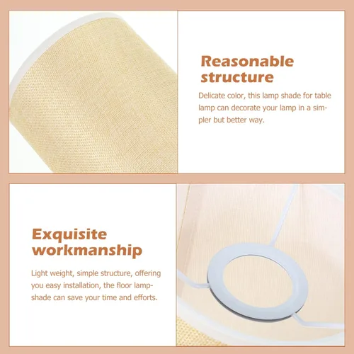 Vista 3 de KALLORY Pantalla moderna de lino, pantalla de lámpara de barril de hámster, pantalla para lámpara de pie, lámpara de mesa, bombilla de jaula