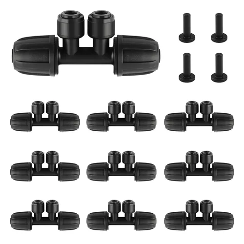 Kalolary - 10 accesorios de riego por goteo de 5/16 a 1/4 pulgadas con 4 enchufes, pieza de riego por goteo de conexión rápida Kalolary para tubo de
