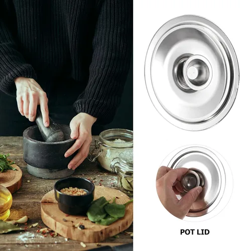 Vista 8 de DOITOOL Tapa de olla de acero inoxidable, tapa de cacerola pequeña, cubierta para ollas de especias, olla de condimentos, mini cacerola, utensilios