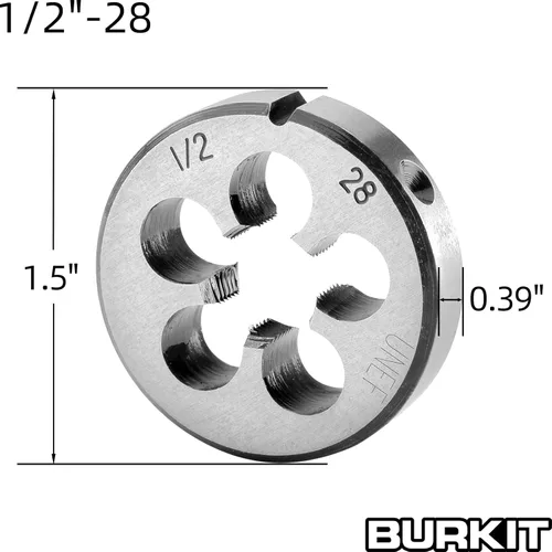 Vista 3 de Burkit 1/2 "-28 UNEF Juego de troqueles y roscas, mano derecha 1/2 x 28 HSS Macho Rosca Macho