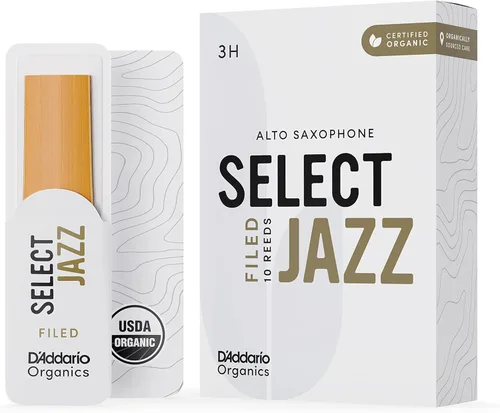 Vista 9 de D'Addario Organic Select Jazz Filed - Cañas de saxofón alto - Cañas de saxo - Selladas individualmente - 3 Medium, paquete de 10