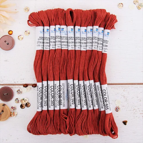 Vista 24 de 12 madejas ThreadArt Premium de hilo de bordar de algodón egipcio de fibra larga Gris antiguo 6 hilos divisibles de 8.75 yardas cada uno