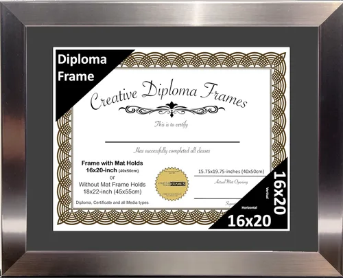 Vista 21 de Creative Picture Frames Carnegie - Marco de diploma de acero inoxidable con acabado de acero inoxidable de 12 x 16 pulgadas con vidrio negro