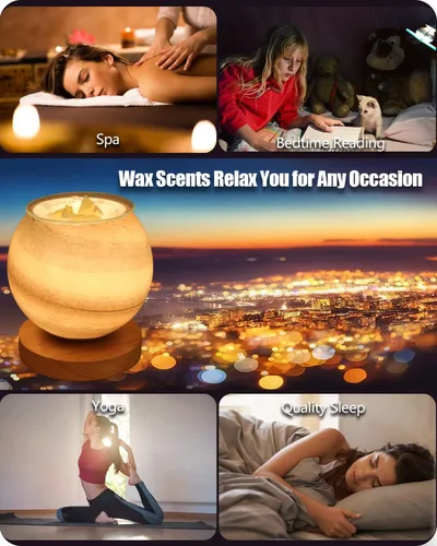 Vista 5 de Calentador de cera de vela regulable para cera perfumada para dormitorio, lámpara de luna, luz de cristal, aroma de cera para decoración del hogar