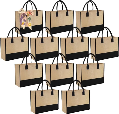 Vista 8 de 12 bolsas de mano con asa para dama de honor, regalos de boda, bolsa de regalo para mujer, bolsa de bienvenida reutilizable a granel para compras