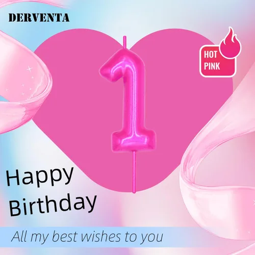 Vista 2 de DERVENTA Vela con números de 2.36 pulgadas, decoración perfecta para cumpleaños, brunch, postre, pastel, 1 pieza (número 0 rosa)