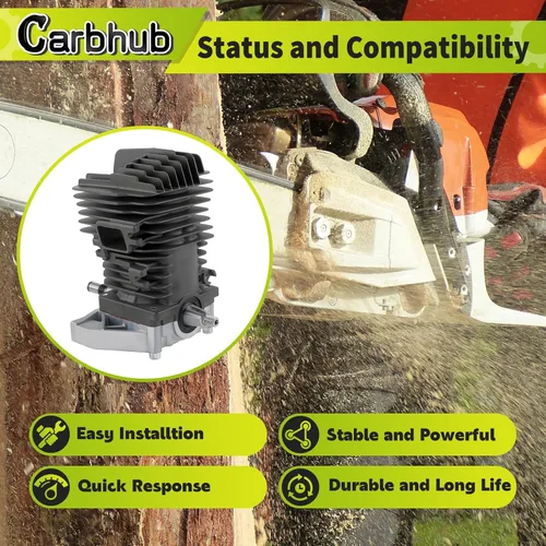 Vista 2 de Carbhub Conjunto de pistón de cilindro de 1.929 in para motosierra Stihl MS390 MS290 MS310 029 039 Reemplazar 1127 020 1216