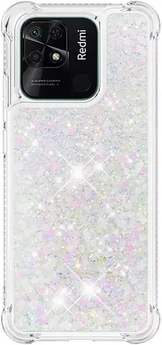 Vista 19 de Funda de silicona transparente con purpurina para Xiaomi Redmi A1 Bling Liquid Clear Star Heart Silicone Bumper a prueba de golpes, funda