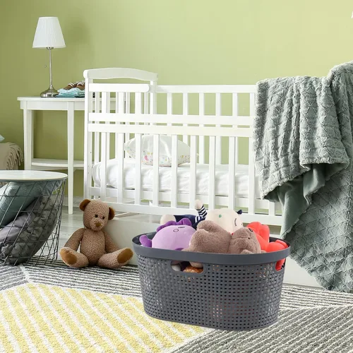 Vista 5 de Wekioger Cesta de lavandería de plástico de 40 L con asas recortadas, 4 paquetes, cesta de almacenamiento grande para ropa