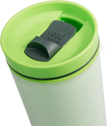 Vista 2 de COOL GEAR Paquete de 2 tazas de viaje de café Sumatra de 16 onzas con tapa deslizante resistente a derrames Vaso de color reutilizable - Rosa/Verde