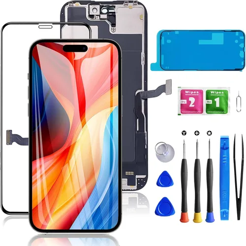 Vista 10 de para iPhone 15 Plus Reemplazo de pantalla de 6.7 pulgadas, ensamblaje frontal de pantalla táctil LCD digitalizador 3D con sello