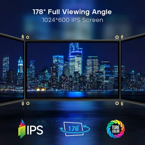 Vista 4 de ROADOM Pantalla Raspberry Pi de 7 pulgadas, IPS1024 × 600, táctil suave sensible, altavoces incorporados duales, entrada HDMI, compatible