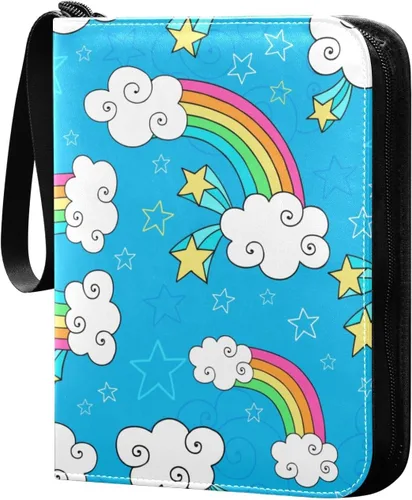 Vista 2 de 4 Pockets Trading Card Album Holder Book Folder Sports Card Binder Rainbow Blue Sky 400 Double Side Pockets for 3 Ring Binder Zipper