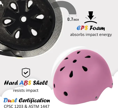 Vista 2 de Casco de bicicleta para niños, ajustable y para múltiples deportes, desde niños pequeños hasta jóvenes, 3 tallas