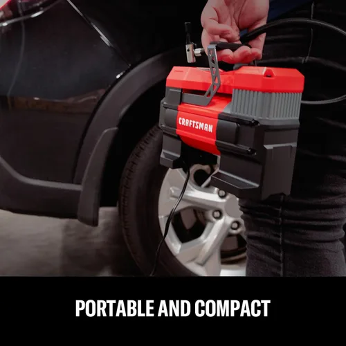 Vista 5 de CRAFTSMAN Inflador de neumáticos portátil de 12 V, bomba compresora de aire digital con manómetro y luz LED, apagado automático de 150 PSI, bomba