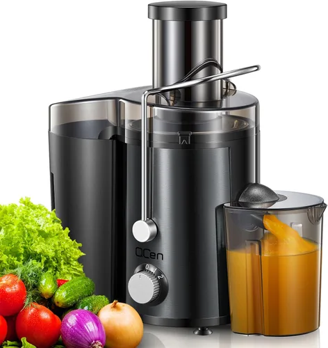 Vista 14 de QCen - Máquina exprimidora, extractor de jugo centrífugo de 500W con tolva de alimentación ancha de 7,62 cm para frutas y verduras, fácil de Verde