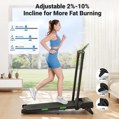 Vista 2 de THERUN Walking Pad, 2 in 1 Foldable Treadmills for Home, 2.5HP Under Desk with Handle Bar, 16" Widened Running Belt, with Remote Control & LED Touch