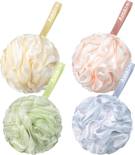 Vista 12 de AmazerBath - Esponja vegetal de 2.65 onzas, esponja de baño para hombre, juego de 4 unidades, color negro (grande)