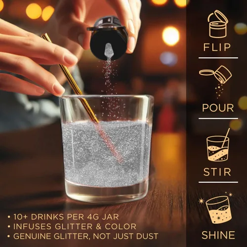 Vista 37 de Brew Glitter - Purpurina comestible rosa claro para bebidas, cócteles, cerveza y bebidas 1 frasco de 4g