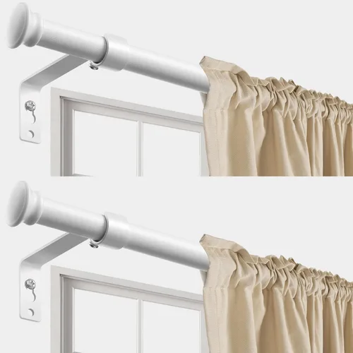 Vista 9 de Barras de cortina para ventanas de 28 a 50 pulgadas, juego de barras de cortina resistentes de 5/8 pulgadas, barras decorativas para cortinas