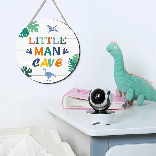 Vista 3 de Letrero de madera con cita de dinosaurio con frase de Little Man, placa de madera para guardería, decoración de pared para niños, dormitorio, sala