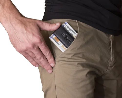 Vista 2 de GoUpEra Billetera magnética con clip para dinero para hombre - Billeteras de cuero con bolsillo frontal minimalista