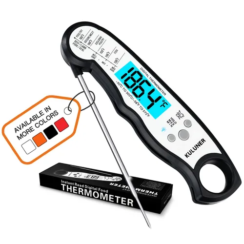 Vista 10 de KULUNERKULUNER - Termómetro digital impermeable de lectura instantánea de carne con sonda plegable de 4.6 pulgadas