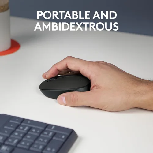 Vista 3 de Logitech M170 ratón inalámbrico para PC, Mac, portátil, 2.4 GHz con receptor USB Mini, seguimiento óptico, vida útil de la batería de 12 meses, Negro