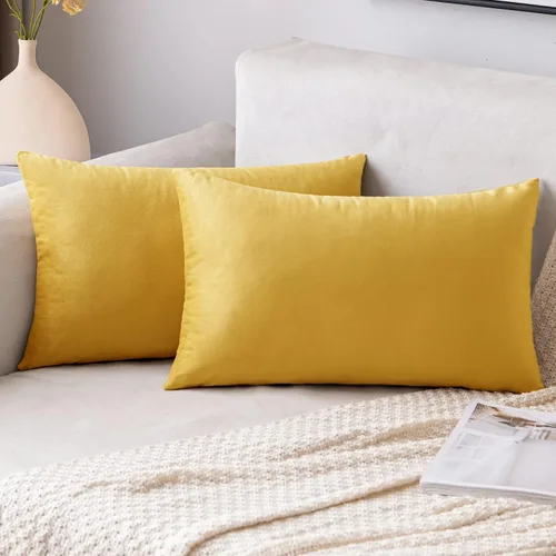 Vista 21 de EMEMA - Paquete de 2 fundas de almohada de terciopelo decorativas, fundas de cojín cuadradas suaves y sólidas para sofá, dormitorio, silla, Verde