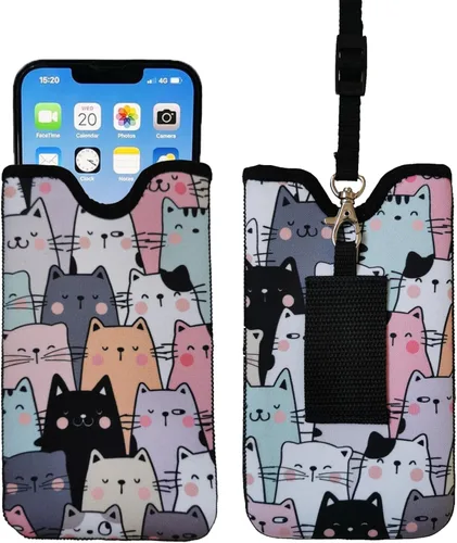 Vista 23 de Tainada Funda de transporte de neopreno a prueba de golpes para hombre y mujer, funda de transporte con cordón para el cuello, funda con lazo