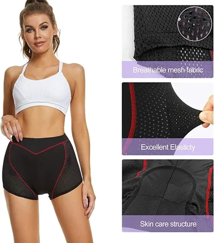 Vista 5 de FEIXIANG Ropa interior de ciclismo para mujer, pantalones cortos acolchados 4D para bicicleta, ciclismo, equitación, montaña