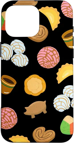 Vista 18 de iPhone 14 Plus Conchas Pan Dulce Patrón Negro Teléfono Caja Latina Caja De Regalo