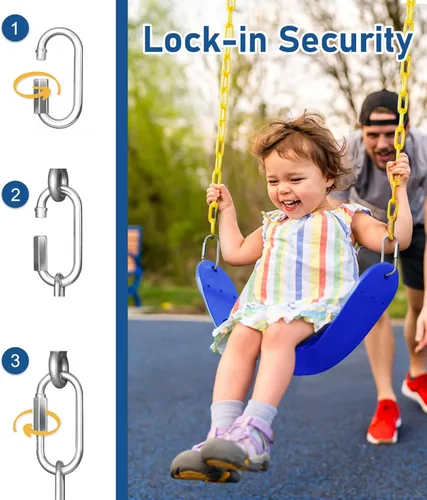 Vista 5 de Asiento de columpio resistente, cadenas de 66" resistentes al óxido con sección recubierta de PPC de 30", accesorios de repuesto