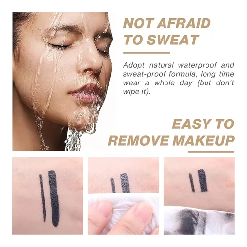 Vista 8 de LOKFAR Juego de 2 delineadores de ojos en gel negro, herramienta a prueba de manchas y resistente al agua, mate, de secado rápido, delineador