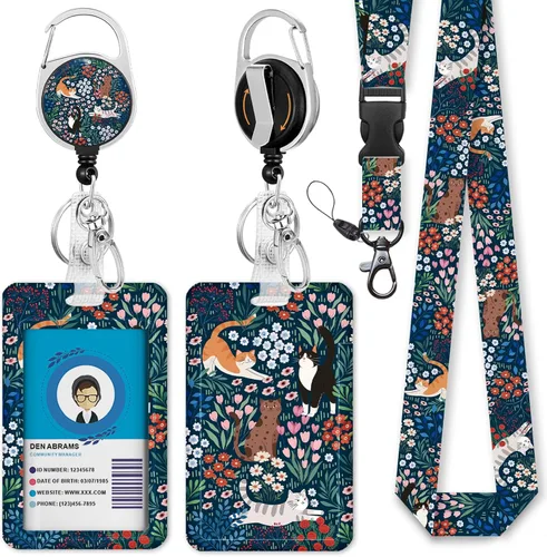 Vista 40 de Giancomics Soporte para tarjetas de identificación negro con cordón, cordones para insignias de identificación con carrete de insignia retráctil