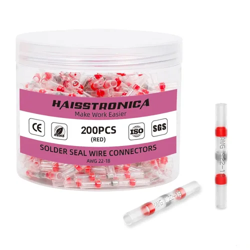 Vista 9 de Haisstronica 400PCS conectores de alambre de sello de soldadura blancos, conectores de alambre impermeables, aislan conectores termorretráctiles