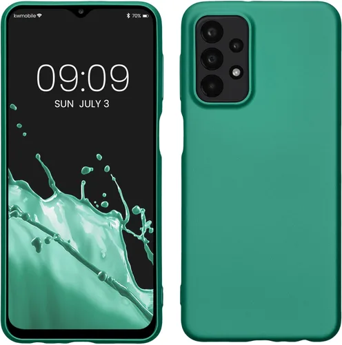 Vista 133 de kwmobile Funda compatible con Samsung Galaxy A12 - Funda protectora de silicona TPU suave y delgada - Verde oscuro mate