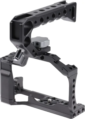 Vista 8 de Hersmay Jaula R5 R6 con mango superior, jaula de cámara de aleación de aluminio para cámaras Canon EOS R5 R6 sin espejo, Vlogging Video Shooting