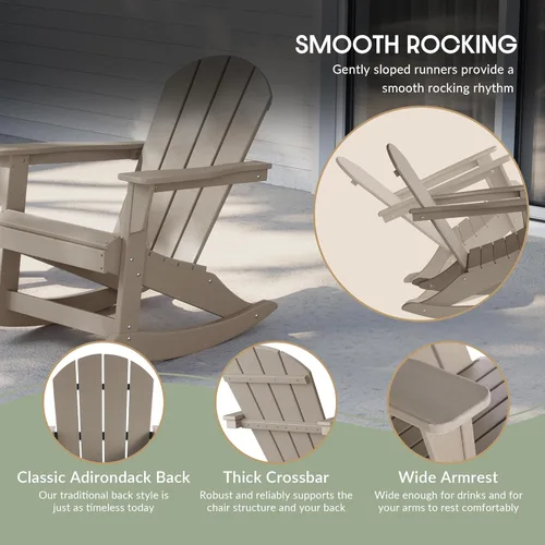 Vista 4 de WestinTrends Malibu - Silla mecedora Adirondack para patio al aire libre (juego de 4), madera envejecida