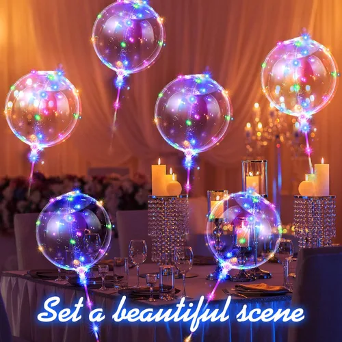 Vista 5 de Vinsot Paquete de 30 globos LED Bobo, globos transparentes con luz LED, globos de helio tipo burbuja Bobo con luces en cadena para fiestas