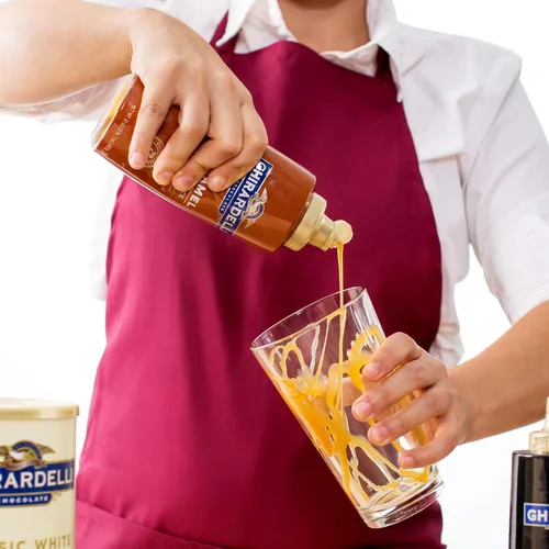Vista 8 de Ghirardelli - Botellas de 16 onzas con sabor a caramelo y caramelo con sabor a caramelo de sal marina (juego de 3) con cuchara barista estampada