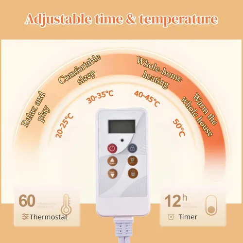 Vista 4 de Heated Rug, Electric Heated Carpet, Heater Floor Mat with Timer, Fast Warm Up, Radiant Floor Heater, for Home Office Study(D,80x120cm)