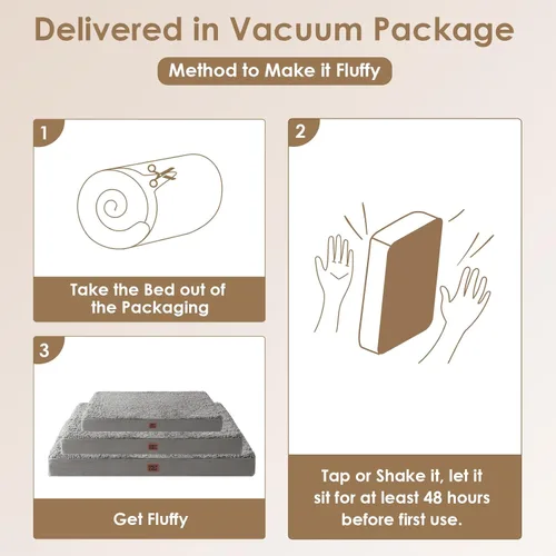 Vista 5 de EHEYCIGA Camas ortopédicas XL para perros extra grandes con funda extraíble lavable para jaula, gris claro, 41 x 27 pulgadas