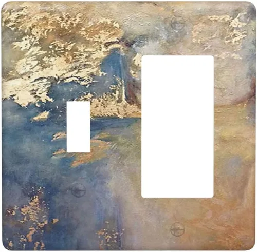 Vista 137 de Pintura al óleo de flores abstractas de 1 cuadrilla de interruptor de luz dúplex individual cubierta de salida placa de pared decorativa Placa
